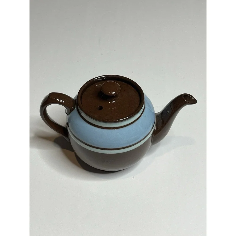 Sadler Brown Betty Brown & Blue Stripe 1 Cup Teapot Staffordshire England